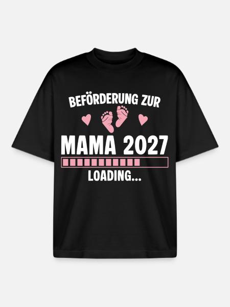 Beförderung zur Mama 2027 - Loading Schwanger - Boxy Heavyweight Unisex Organic T-Shirt von Stanley/Stella - Schwarz