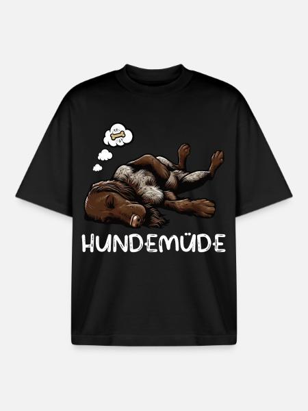 Hundemüde Deutsch Drahthaar drahthaar hunde - Boxy Heavyweight Unisex Organic T-Shirt von Stanley/Stella - Schwarz