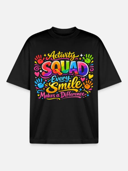 Animation team: Every smile counts - Boxy Heavyweight Unisex Organic T-Shirt by Stanley/Stella - black