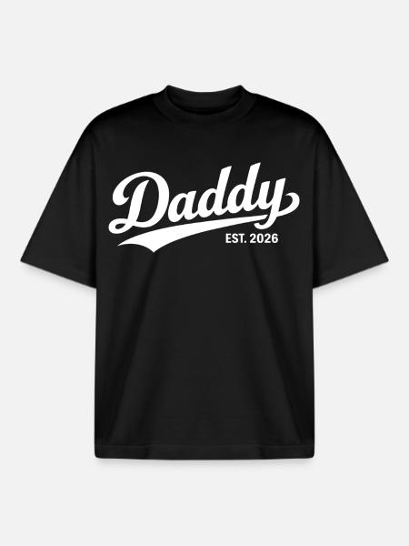Daddy's 2026 Daddy-to-be New Father Gift - Boxy Heavyweight Unisex Organic T-Shirt by Stanley/Stella - black