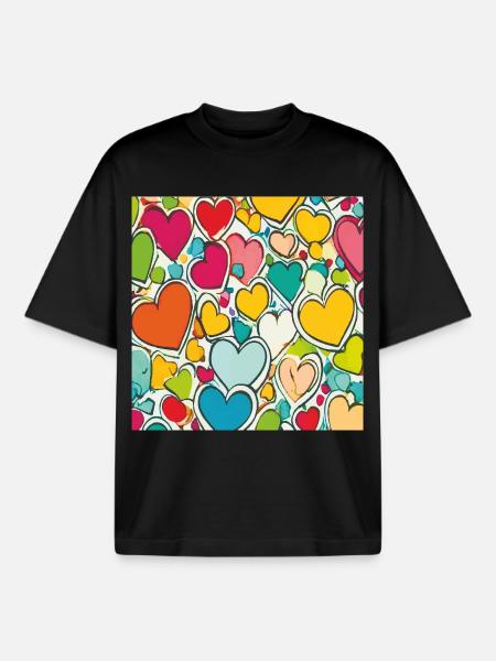 Herz als Aquarell - Boxy Heavyweight Unisex Organic T-Shirt von Stanley/Stella - Schwarz