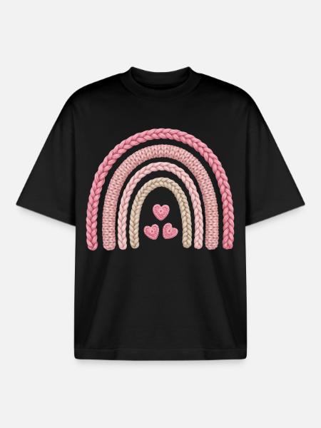 Regenbogen Rosa Strickmuster - Boxy Heavyweight Unisex Organic T-Shirt von Stanley/Stella - Schwarz