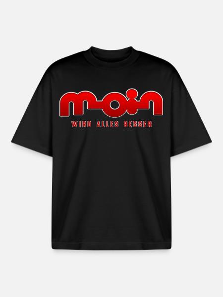 Moin, everything gets better - Boxy Heavyweight Unisex Organic T-Shirt by Stanley/Stella - black