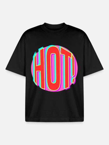 Neon Hot Retro Lettering - Boxy Heavyweight Unisex Organic T-Shirt by Stanley/Stella - black