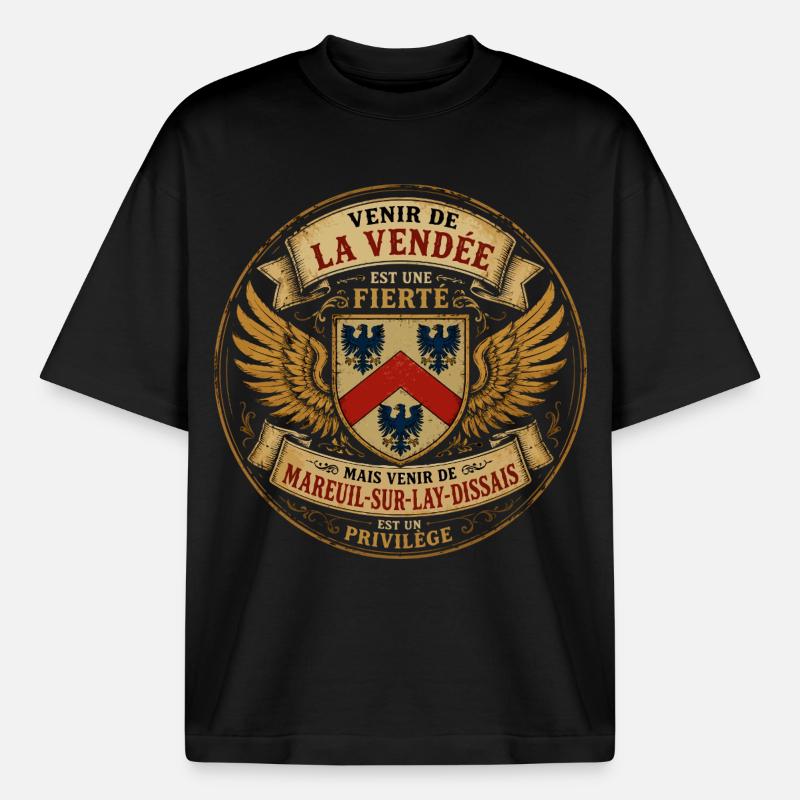 Fierté Vendée - Mareuil-sur-Lay-Dissais Privilège  - T-shirt unisexe boxy épais biologique Stanley/Stella - noir