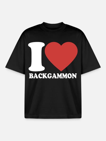 I love Backgammon | Board Game | Gift - Boxy Heavyweight Unisex Organic T-Shirt by Stanley/Stella - black
