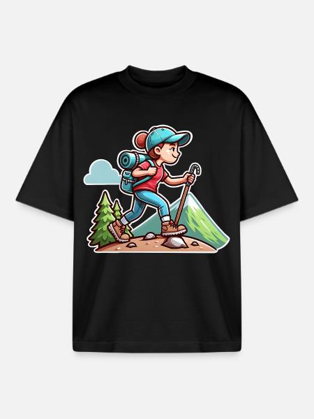 Wanderin Wandern - Boxy Heavyweight Unisex Organic T-Shirt von Stanley/Stella - Schwarz