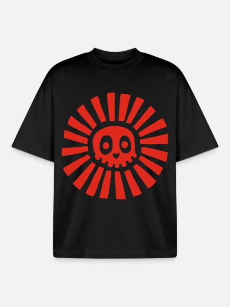 Red Sunny Skull - Boxy Heavyweight Unisex Organic T-Shirt by Stanley/Stella - black