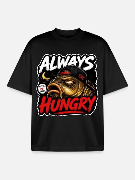 Lustiges Karpfenangelhemd – Immer hungrig - Boxy Heavyweight Unisex Organic T-Shirt von Stanley/Stella - Schwarz