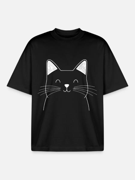 Cat Sketch - Boxy Heavyweight Unisex Organic T-Shirt by Stanley/Stella - black