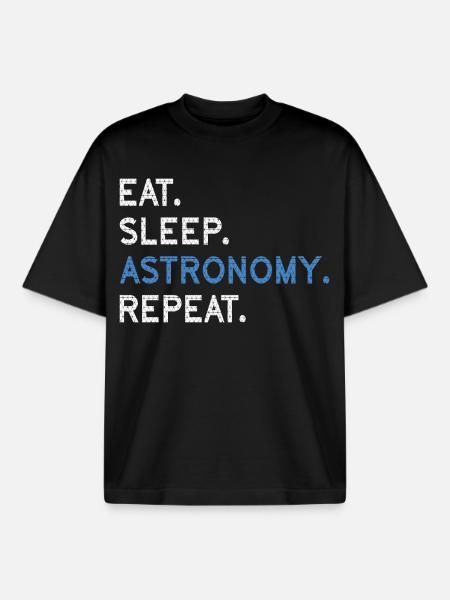 Eat Sleep Astronomy Repeat - Boxy Heavyweight Unisex Organic T-Shirt by Stanley/Stella - black