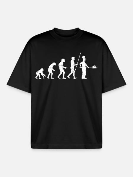 Bäcker Evolution Distressed Look - Boxy Heavyweight Unisex Organic T-Shirt von Stanley/Stella - Schwarz