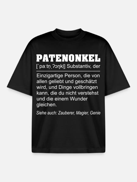 Lustige Patenonkel Definition Geschenkidee - Boxy Heavyweight Unisex Organic T-Shirt von Stanley/Stella - Schwarz