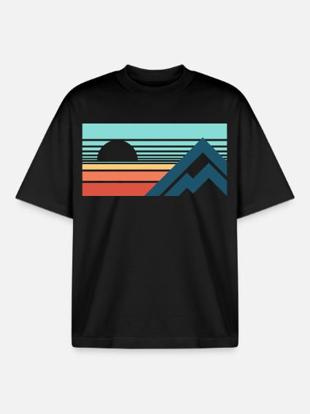 Mountains Sun Abstract - Boxy Heavyweight Unisex Organic T-Shirt von Stanley/Stella - Schwarz