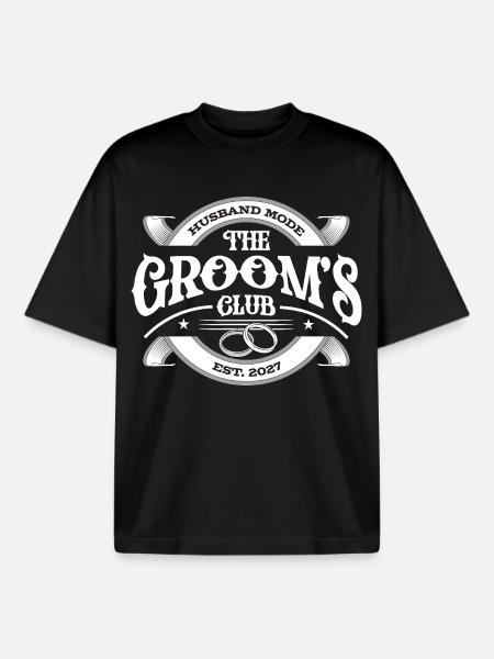 The Grooms Club - Boxy Heavyweight Unisex Organic T-Shirt by Stanley/Stella - black