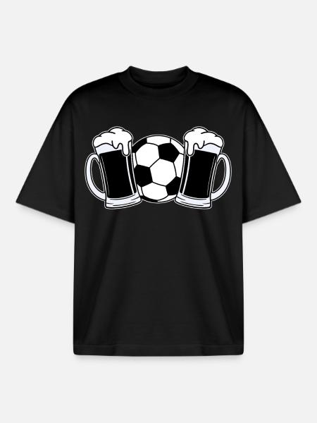 Bière de football - T-shirt unisexe boxy épais biologique Stanley/Stella - noir
