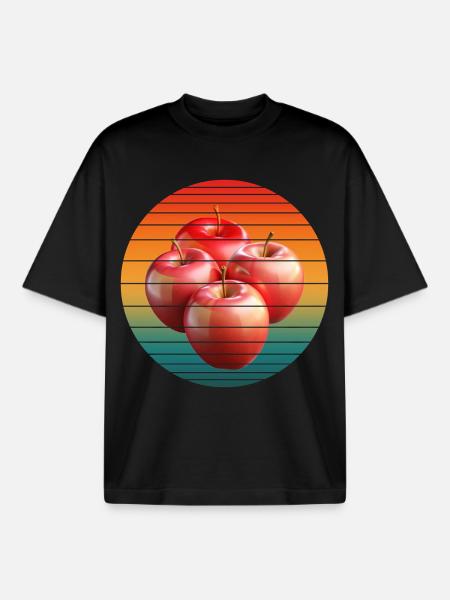 apple fruit - Boxy Heavyweight Unisex Organic T-Shirt by Stanley/Stella - black