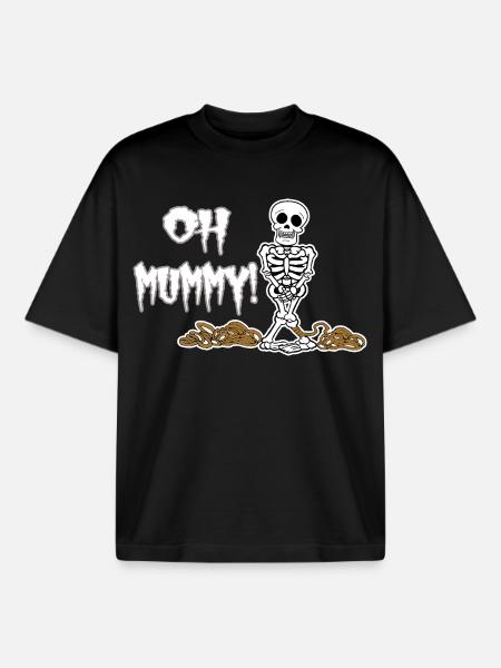 Oh Mummy! Funny Halloween Skeleton - Boxy Heavyweight Unisex Organic T-Shirt by Stanley/Stella - black