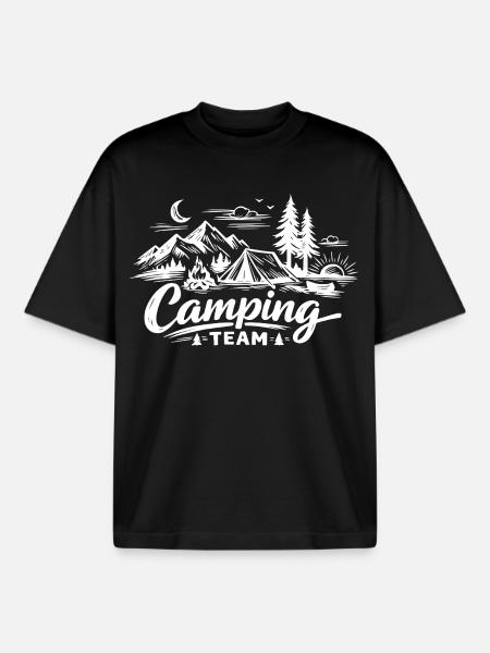 Camping Team Tent - Boxy Heavyweight Unisex Organic T-Shirt by Stanley/Stella - black