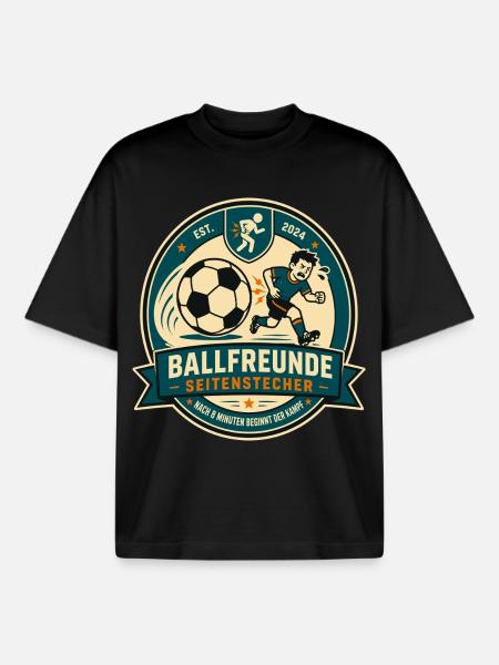 Ballfreunde Seitenstecher - Boxy Heavyweight Unisex Organic T-Shirt von Stanley/Stella - Schwarz