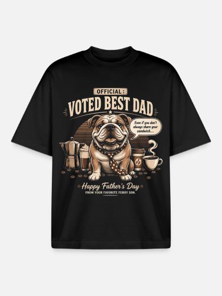 Best Dog Dad Voted - Father's Day - Boxy Heavyweight Unisex Organic T-Shirt by Stanley/Stella - black
