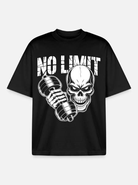 No Limit Gym - Boxy Heavyweight Unisex Organic T-Shirt by Stanley/Stella - black