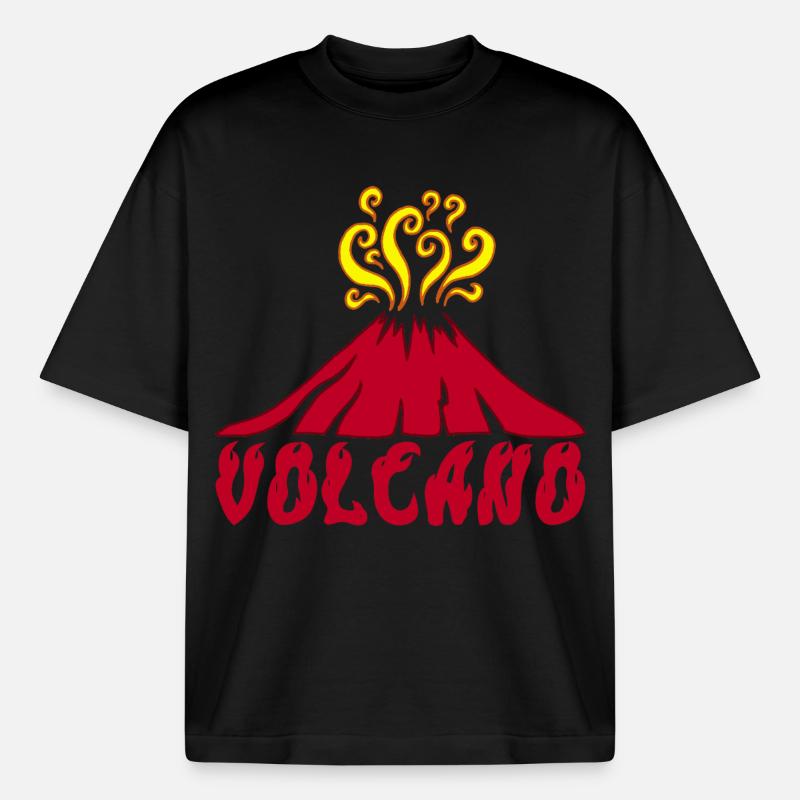 Volcan en éruption - T-shirt unisexe boxy épais biologique Stanley/Stella - noir