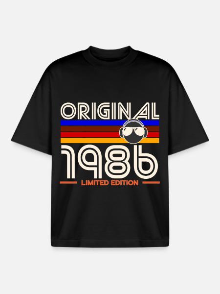 Original 1986 Edition Limitée - T-shirt unisexe boxy épais biologique Stanley/Stella - noir