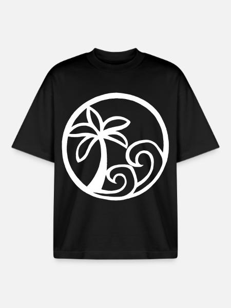 Waves and white palm - Boxy Heavyweight Unisex Organic T-Shirt by Stanley/Stella - black