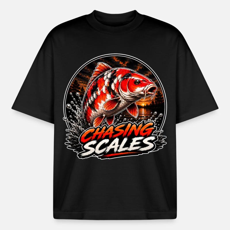 Chasing Scales Koi-Karpfen-Splash-Design - Boxy Heavyweight Unisex Organic T-Shirt von Stanley/Stella - Schwarz