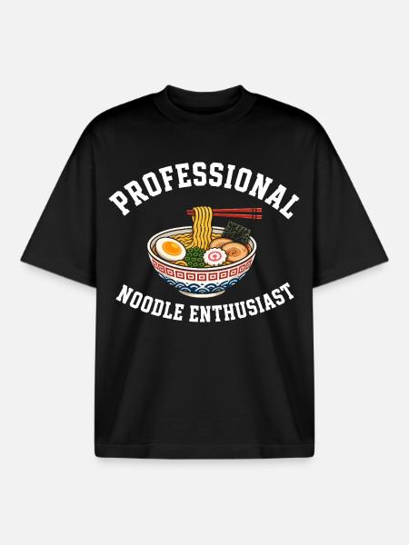 Japanese Ramen Anime Noodles Design - Boxy Heavyweight Unisex Organic T-Shirt by Stanley/Stella - black