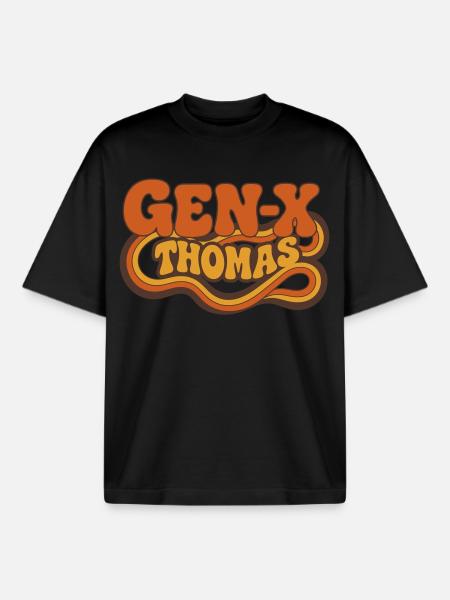 Thomas – minimalistisches Retro-GEN-X-Design - Boxy Heavyweight Unisex Organic T-Shirt von Stanley/Stella - Schwarz