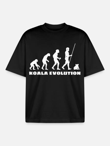 Évolution du koala - T-shirt unisexe boxy épais biologique Stanley/Stella - noir