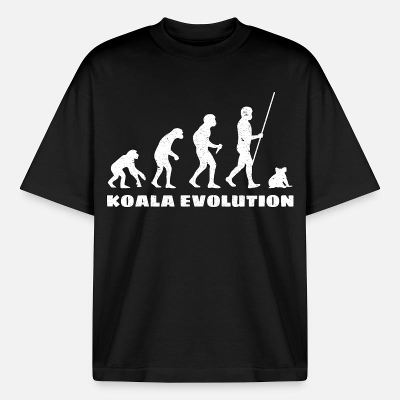 Koala Evolution - Boxy Heavyweight Unisex Organic T-Shirt by Stanley/Stella - black