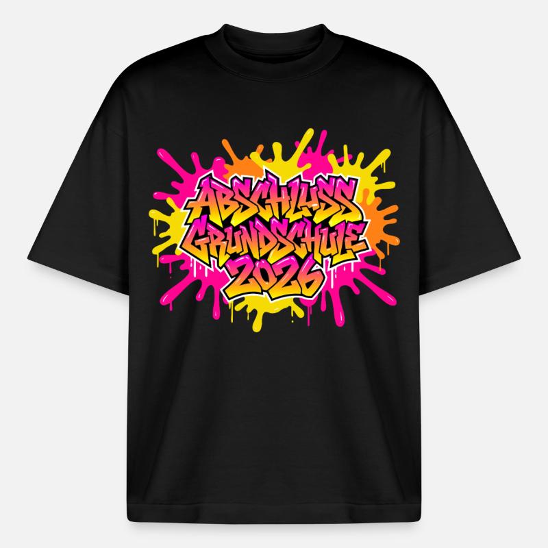 Elementary School Graduation 2026 Graffiti - Boxy Heavyweight Unisex Organic T-Shirt by Stanley/Stella - black