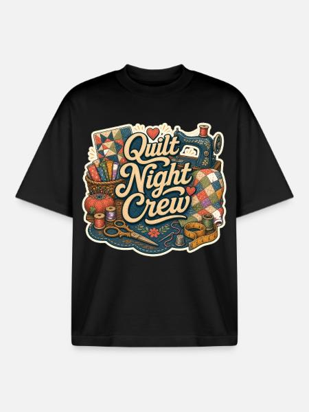 Équipe de Nuit de Patchwork - T-shirt unisexe boxy épais biologique Stanley/Stella - noir