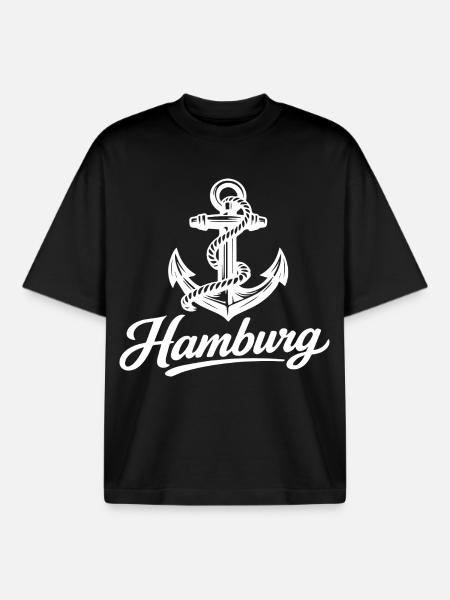 Hamburg Anker - Boxy Heavyweight Unisex Organic T-Shirt von Stanley/Stella - Schwarz