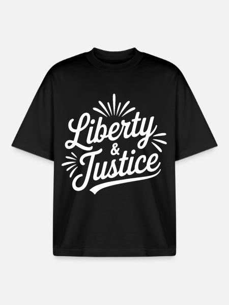 Freedom & Justice Script - Boxy Heavyweight Unisex Organic T-Shirt by Stanley/Stella - black