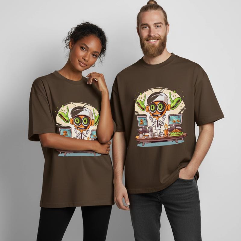Cuisinier spatial dans le laboratoire avec des extraterrestres T-shirt unisexe boxy épais biologique Stanley/Stella