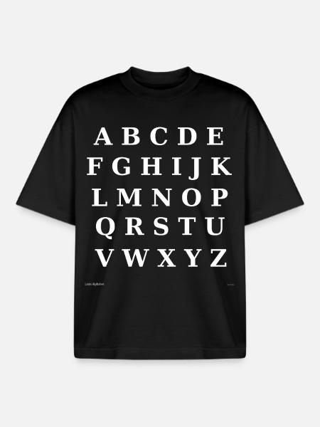 Latin Alphabet (white) - Boxy Heavyweight Unisex Organic T-Shirt by Stanley/Stella - black