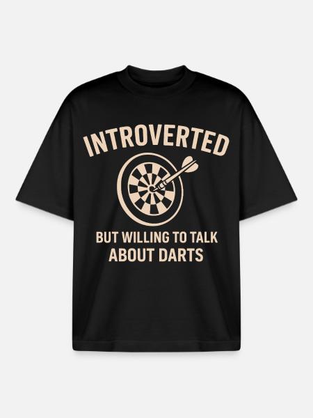 Darts Introvert Saying Shirt - Boxy Heavyweight Unisex Organic T-Shirt by Stanley/Stella - black