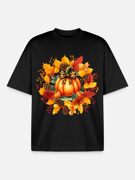 FALL SEASON PUMPKIN DAY - Boxy Heavyweight Unisex Organic T-Shirt by Stanley/Stella - black