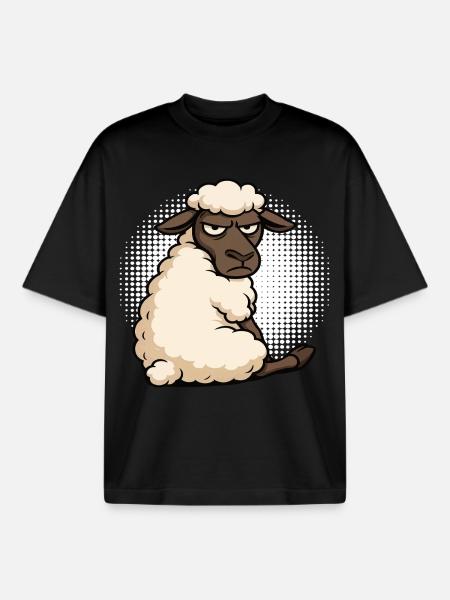 Sheep Sheep Shepherd Sheep Keeper Ram - Boxy Heavyweight Unisex Organic T-Shirt by Stanley/Stella - black