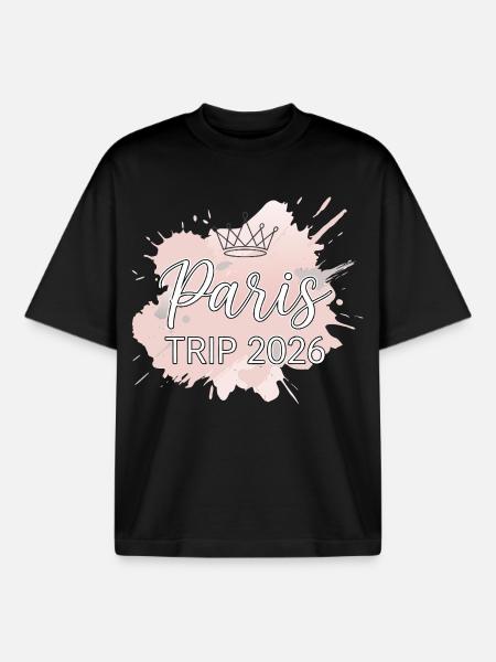Paris Trip 2026 Krone - Boxy Heavyweight Unisex Organic T-Shirt by Stanley/Stella - black