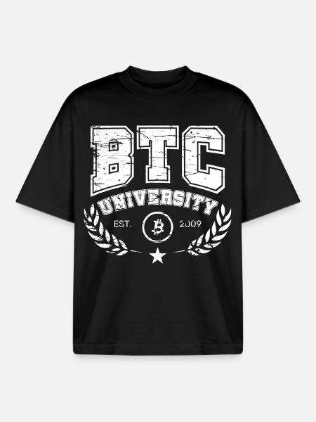 Bitcoin Logo University - Boxy Heavyweight Unisex Organic T-Shirt by Stanley/Stella - black