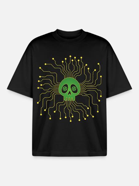 Microprocessor skull - Boxy Heavyweight Unisex Organic T-Shirt by Stanley/Stella - black