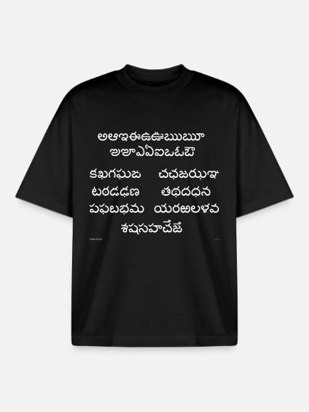 Télougou Abugida (blanc) - T-shirt unisexe boxy épais biologique Stanley/Stella - noir