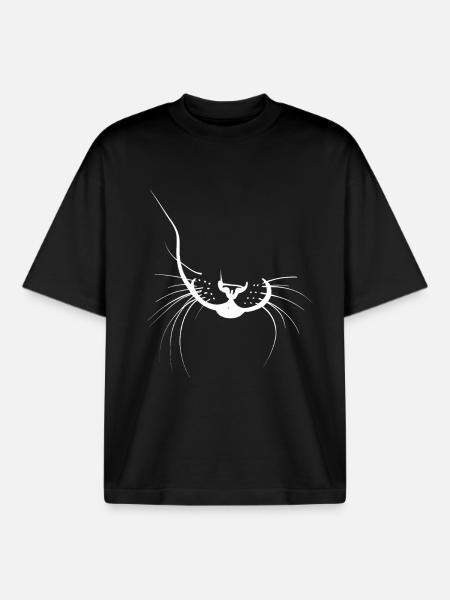 Cat Silhouette Whiskers - Boxy Heavyweight Unisex Organic T-Shirt by Stanley/Stella - black