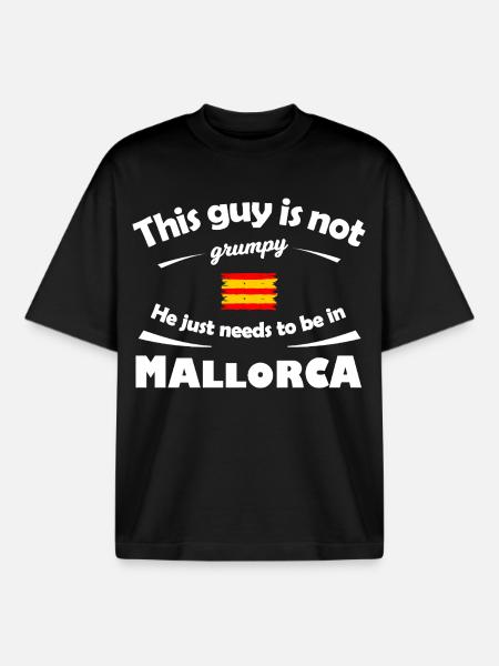 Mallorca Island Happiness – Not Grumpy - Boxy Heavyweight Unisex Organic T-Shirt by Stanley/Stella - black