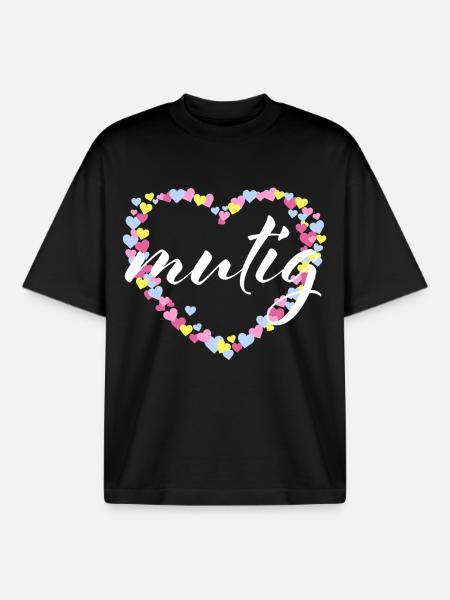 mutig Mut Mutmacher - Pastell Herz - Boxy Heavyweight Unisex Organic T-Shirt von Stanley/Stella - Schwarz